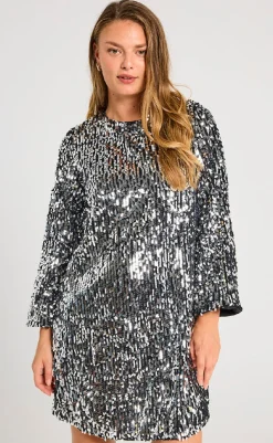 Clearance Kjole - Eve - Silver w. Black Kjoler