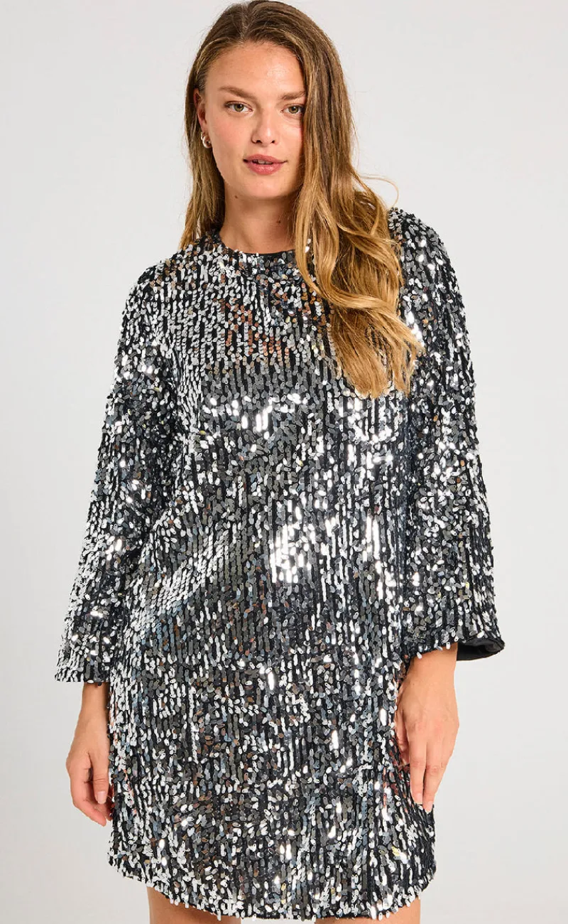 Clearance Kjole - Eve - Silver w. Black Kjoler