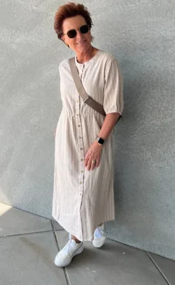 Clearance Kjole - Lava - Sand Melange w. Star Off-white Kjoler