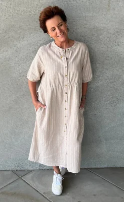 Clearance Kjole - Lava - Sand Melange w. Star Off-white Kjoler