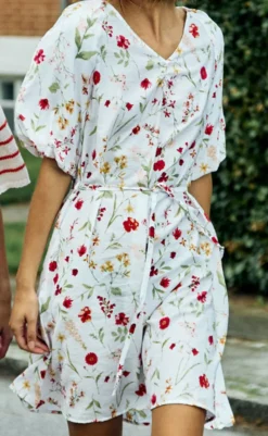 Discount Kjole - Mele - Brilliant White w. Hot Coral Kjoler