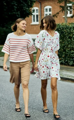 Discount Kjole - Mele - Brilliant White w. Hot Coral Kjoler