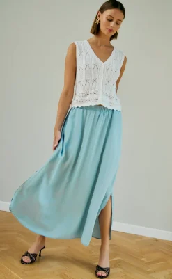 Discount Nederdel - Carly - Light Blue Denim Nederdele