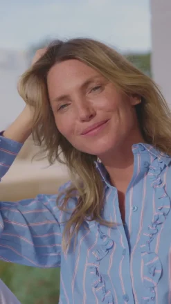 Online Skjorte - Sirana - Chambray Blue w. Star Off-white Skjorter