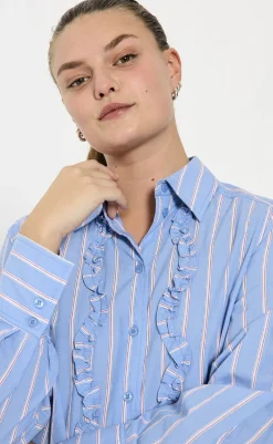 Online Skjorte - Sirana - Chambray Blue w. Star Off-white Skjorter