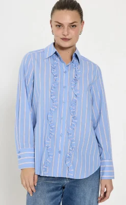 Online Skjorte - Sirana - Chambray Blue w. Star Off-white Skjorter