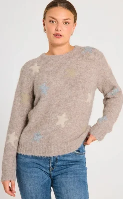 Striktrøje - Louisa - Silver Mink Melange w. Moonbeam Melange Striktrøjer & Sweat