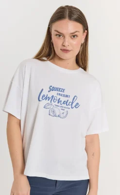 Online T-shirt - Fenjal - Brilliant White w. Deep Ultrama T-shirts & Toppe