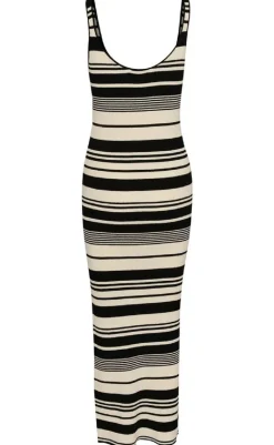 Kjole - Stela - Black/Birch striped Kjoler