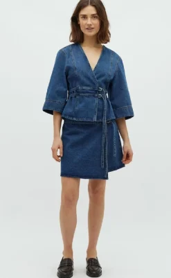 Outlet Bluse - Merie SS - Vintage Blue Wash Bluser