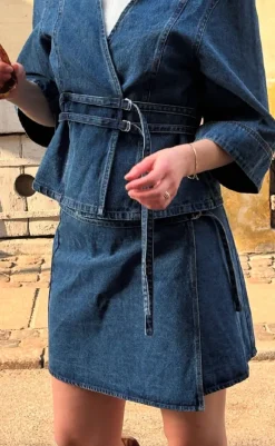 Outlet Bluse - Merie SS - Vintage Blue Wash Bluser