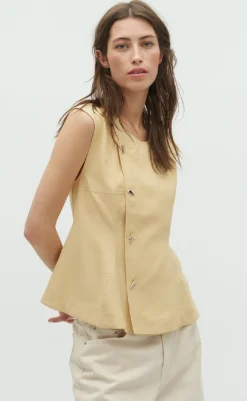 Discount Bluse - Pammi-G - Butter Yellow Melange Bluser