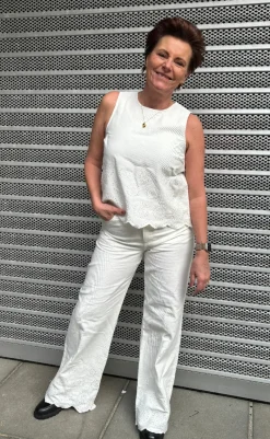 Online Bukser - Amarillo Scallop-G - White Bukser & Jeans