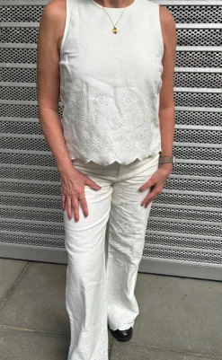 Online Bukser - Amarillo Scallop-G - White Bukser & Jeans