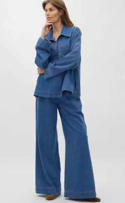 Discount Bukser - Casanea-G - Mid Vintage Blue Bukser & Jeans