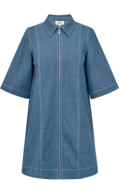 Clearance Kjole - Mira Zip-G - Blue Pinstripe Kjoler