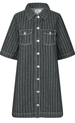 Clearance Kjole - Mira-G - Dark Grey Pinstripe Kjoler