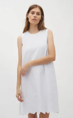 Kjole - Rhiann Scallop-G - White Kjoler