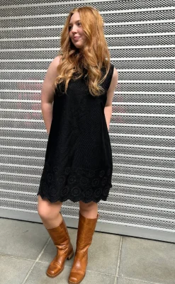 Online Kjole - Rhiann Scallop-G - Black Kjoler