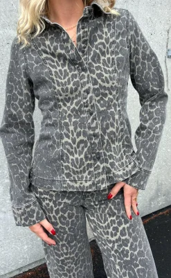 Sale Skjorte - Firola-G - Dark Leopard Mist Skjorter