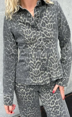 Sale Skjorte - Firola-G - Dark Leopard Mist Skjorter