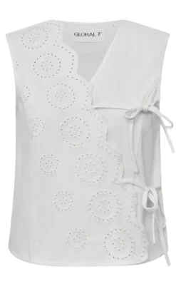 Top - Ciana Scallop-G - White T-shirts & Toppe