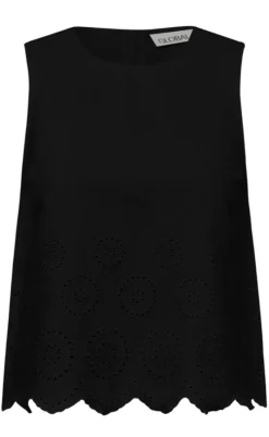 Outlet Top - Rihne Scallop-G - Black T-shirts & Toppe