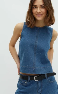 Online Top - Rihne-G - Midt Blue Dot T-shirts & Toppe