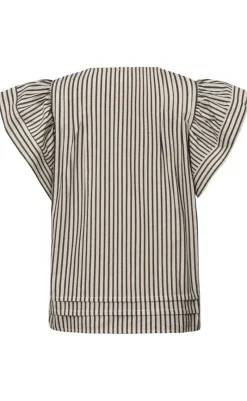 Sale Bluse - Minka - Creme Black Stripes Bluser