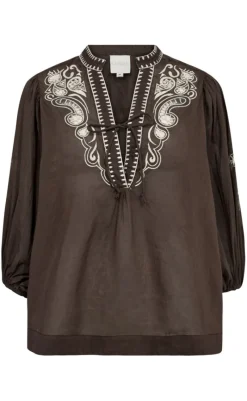 Clearance Bluse - Noura - Brown-Creme Bluser