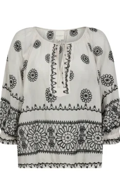 Sale Bluse - Syrene - Off-White-Black Bluser