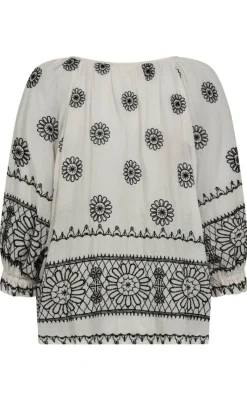 Sale Bluse - Syrene - Off-White-Black Bluser