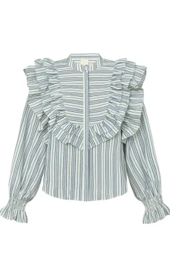 Discount Skjorte - Coco - Blue/Offwhite Stripes Skjorter