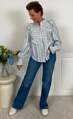 Discount Skjorte - Coco - Blue/Offwhite Stripes Skjorter