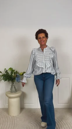 Discount Skjorte - Coco - Blue/Offwhite Stripes Skjorter