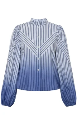 Skjorte - Kanya - Blue Stribe Ombre Skjorter