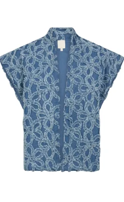 Sale Vest - Nena - Denim Flowers Veste