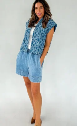 Sale Vest - Nena - Denim Flowers Veste