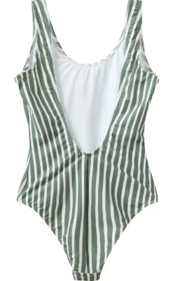 Discount Badedragt - Stripe Swim - Army Badetøj