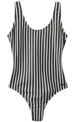 Hot Badedragt - Stripe Swim - Black Badetøj