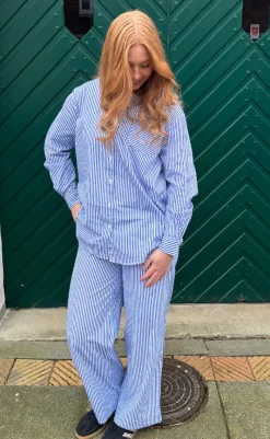 Best Bukser - Rønne Essential - Blue/White Stripe Bukser & Jeans