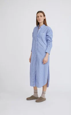 Hot Kjole - Sunday Shirt - Blue Stripe Kjoler