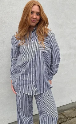 Clearance Skjorte - Rønne Essential LS - Black/White Stripe Skjorter