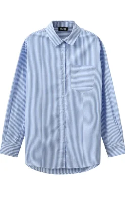 Sale Skjorte - Rønne Essential LS - Blue/White Stripe Skjorter