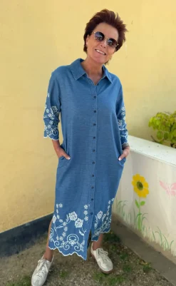 Best INA Copenhagen Kjole - Debbie - Light Blue W. Embroidery Kjoler