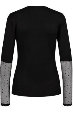 New Liberte Bluse - Isa Ls Lace Sleeve - Black Dot Bluser