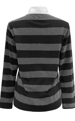 Liberte Bluse - Polo - Dark Grey Black Stripe Bluser