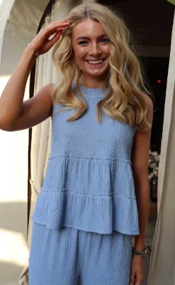 Clearance Liberte Top - Anni - Dusty Blue T-shirts & Toppe