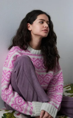 New Sweater - Lottie Jumper - Neon Pink Striktrøjer & Sweat