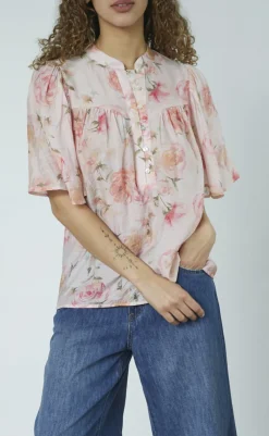 New Love & Divine Bluse - Love1123-8 - Coral Flower Bluser